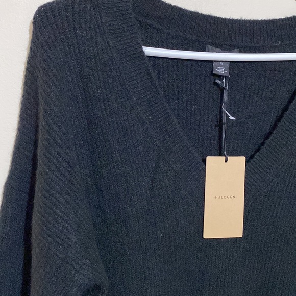 NWT Halogen Women Black Tunic V-Neck Sweater Size Large - Picture 6 of 13
